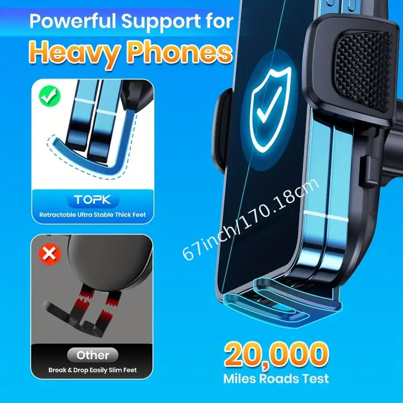 Universal Car Phone Holder Mount – 360° Adjustable & Secure Grip - YN