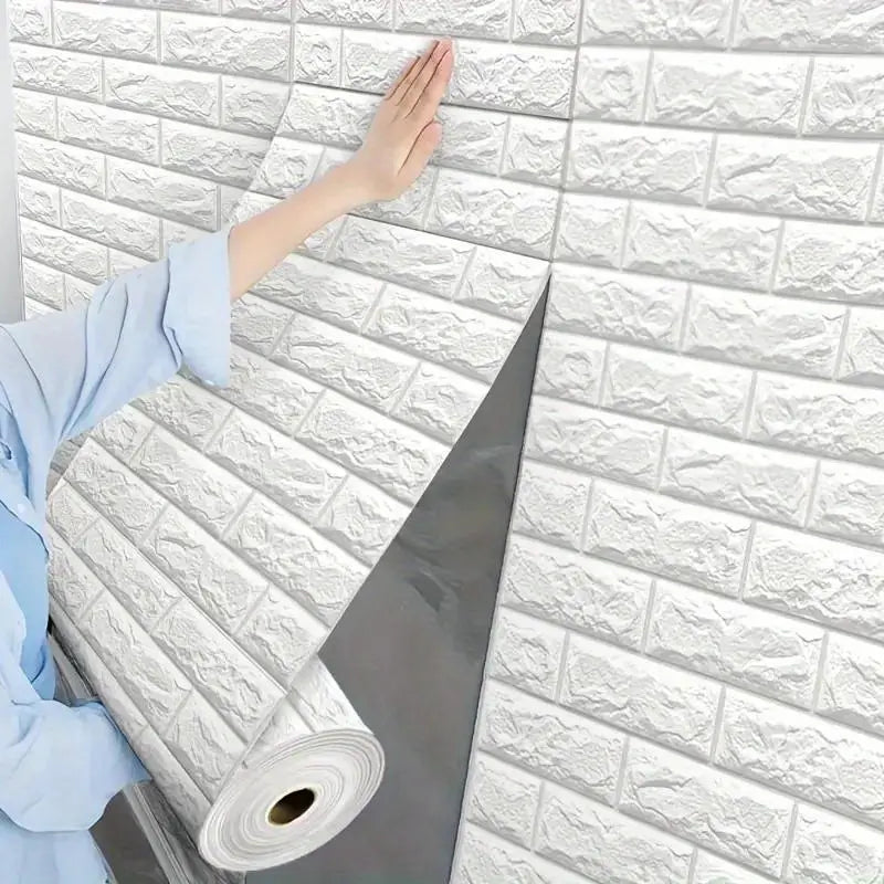 White Brick Vinyl Tile Wallpaper Stickers - YN