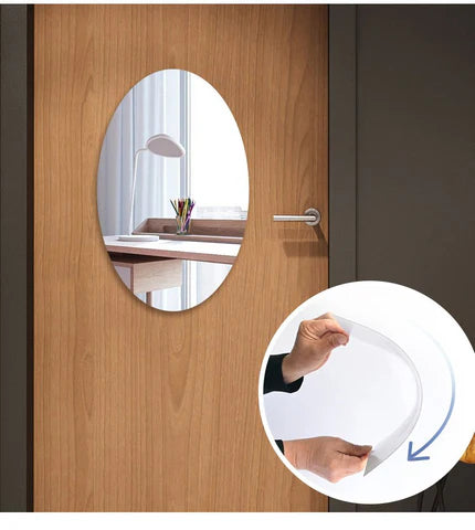 Oval Mirror Sticker – Shatterproof, Flexible & Stylish - YN