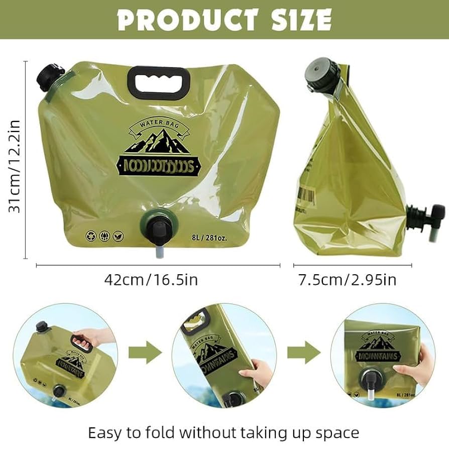 8L Portable Water Storage Bag – Foldable Camping Container - YN