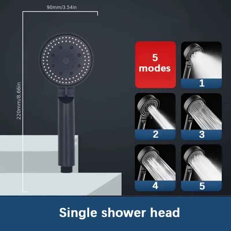 5-Mode High Pressure Shower Head – Water Saving & Powerful Spray - YN