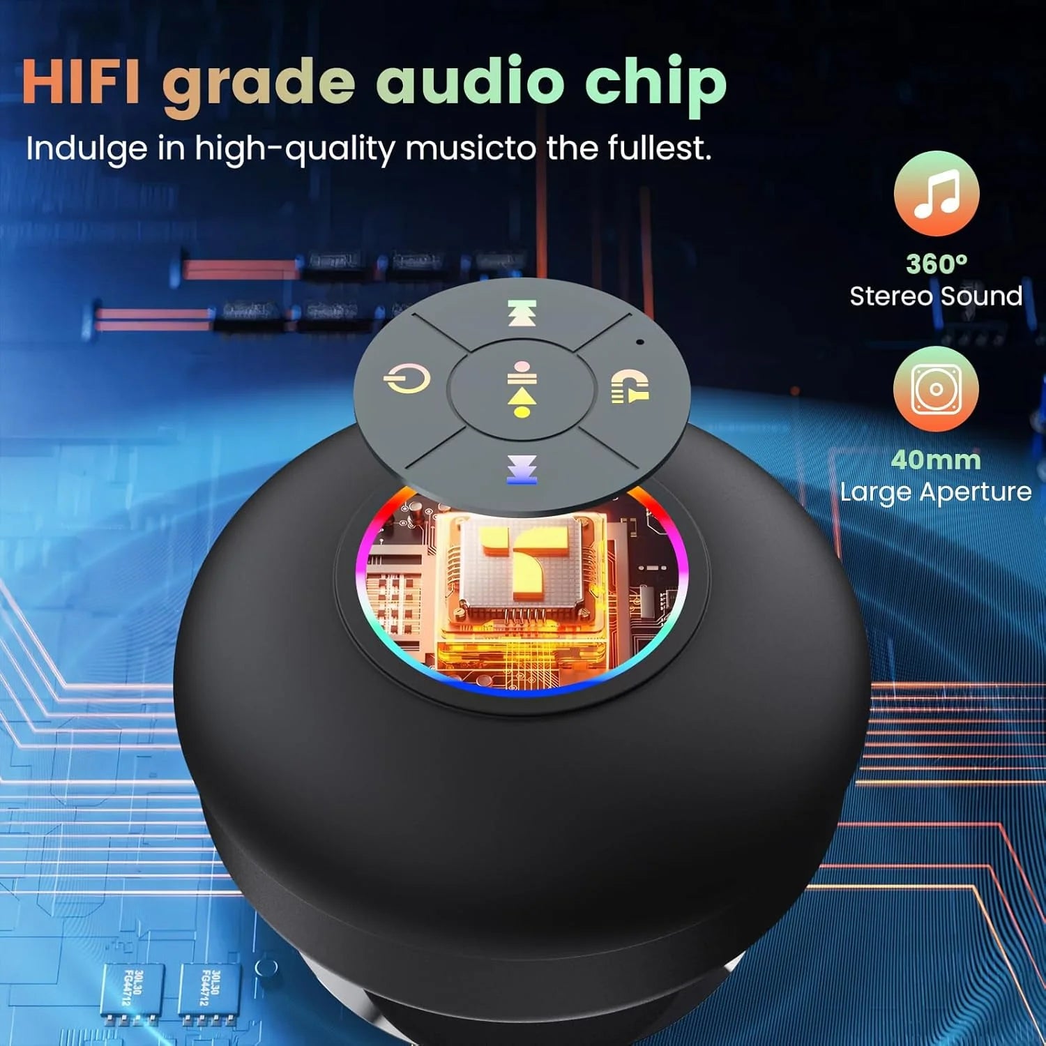 Large Suction Cup Waterproof Bluetooth Speaker - YN