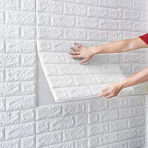 White Brick Vinyl Tile Wallpaper Stickers - YN