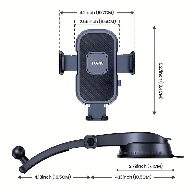 Universal Car Phone Holder Mount – 360° Adjustable & Secure Grip - YN